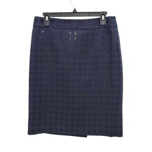 Banana Republic Women's Navy & Black Windowpane Check Career Pencil Skirt Size 6